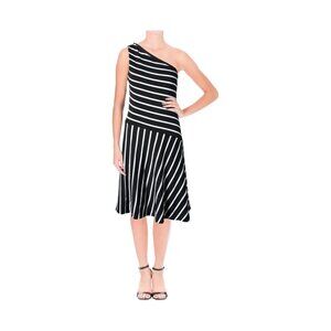 Lauren Ralph Lauren Dress‎ Size Small Asymmetrical Black & White One-Shoulder